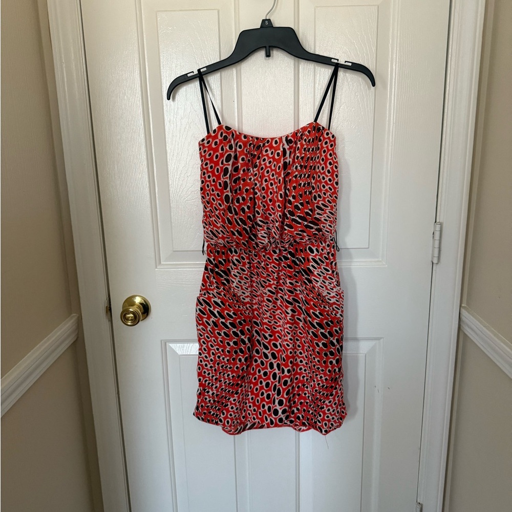 Chic Red and Black Spotted Dress